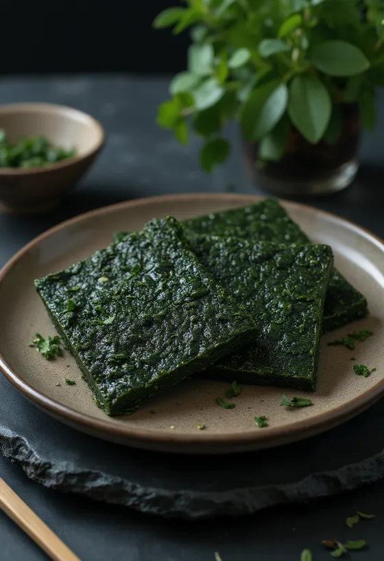 Feuilles d'algue nori séchées vert sombre
