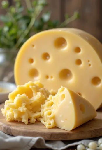 Fromage Trappiste tranché sur une planche en bois