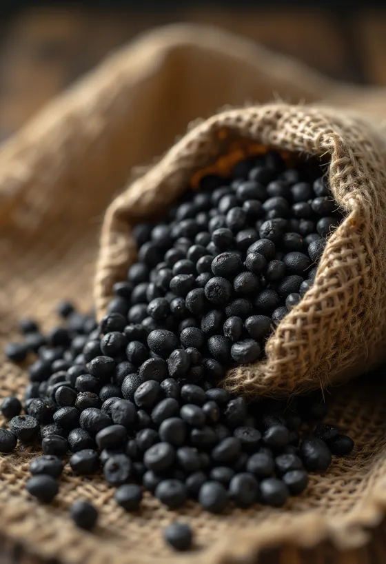 Graines d'urad dal (lentilles noires) séchées, texture riche