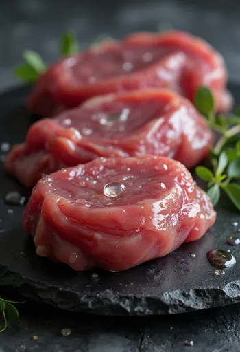 Filets de canard sauvage crus avec herbes sur planche