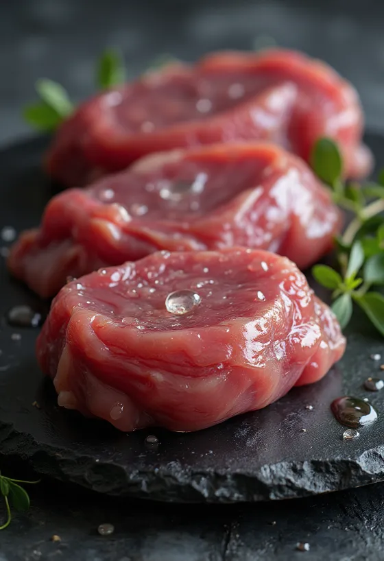 Filets de canard sauvage crus avec herbes sur planche
