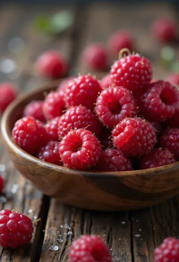 Framboises sauvages fraîches entières et coupées