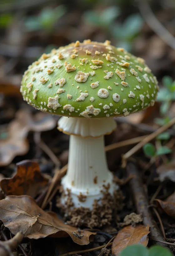 Russules verdoyantes émincées sur une planche à découper en bois