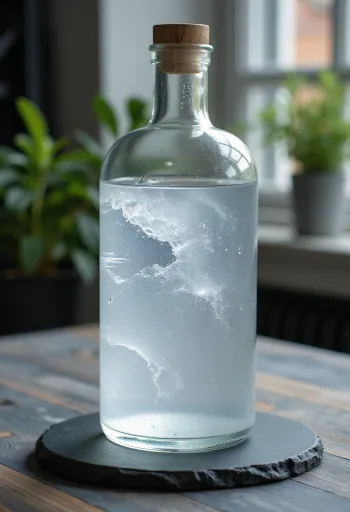 Bouteille de vodka pure et verre avec blé et pommes de terre