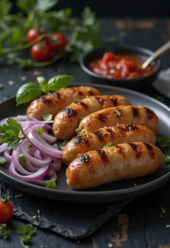 Cevapcici servi avec ajvar et pain