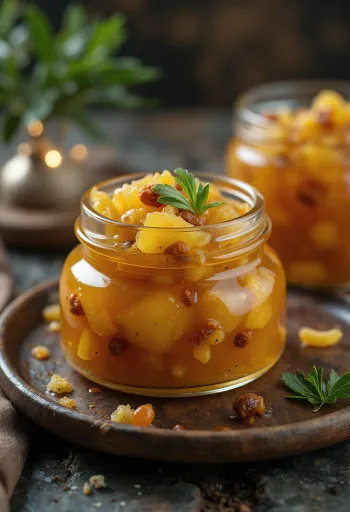 Chutney d'ananas aigre-doux servi