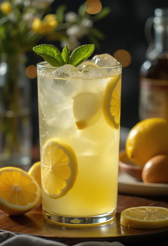 Limonade maison avec menthe fraîche et tranches de citron