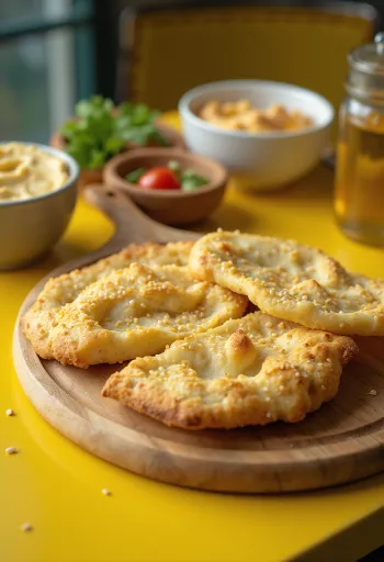 Knäckebröd à l'ail, saupoudré de romarin frais et de graines de sésame