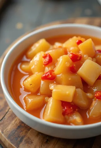 Sauce aigre-douce à l'ananas servie