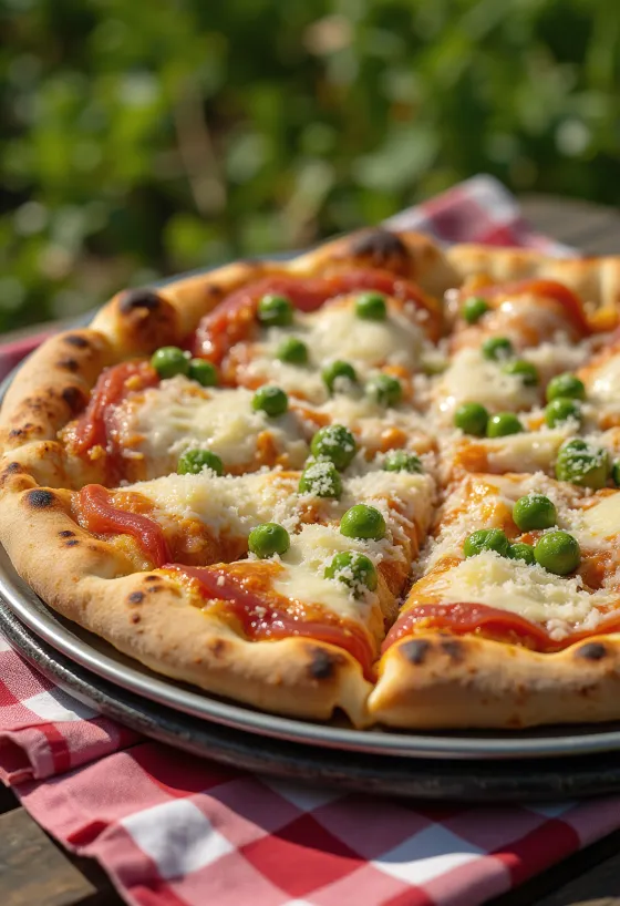 Pizza ai Piselli aux petits pois et fromage