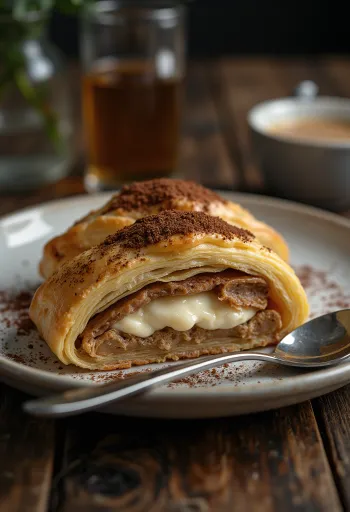 Strudel façon tiramisu servi