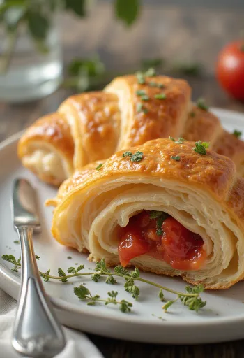 Croissant à la tomate servi