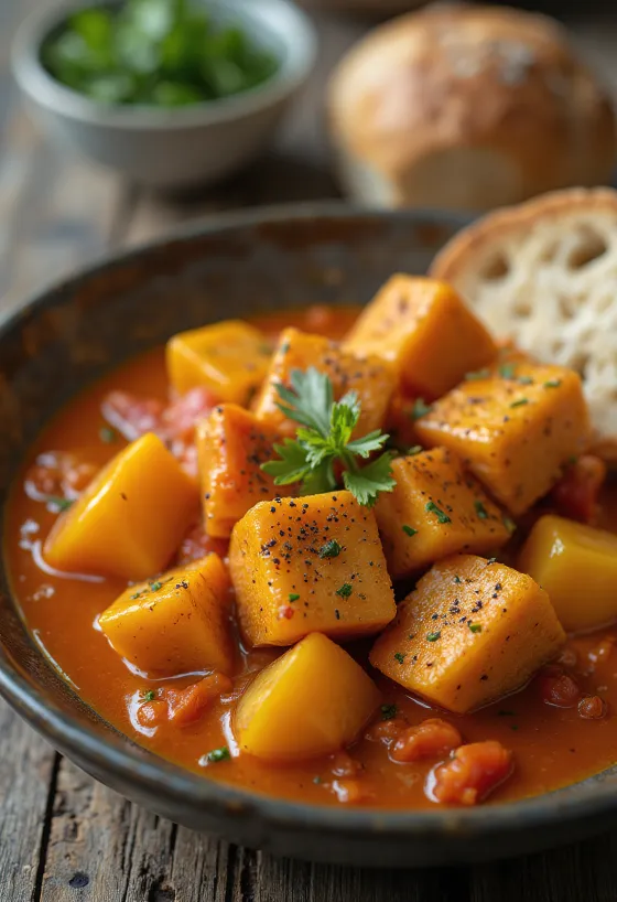 Lecsó vegan au tofu servi