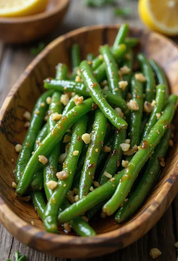 Haricots verts grillés à l'ail au barbecue servis