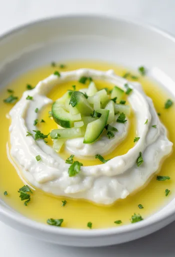 Sauce Tzatziki servie avec pain pita frais