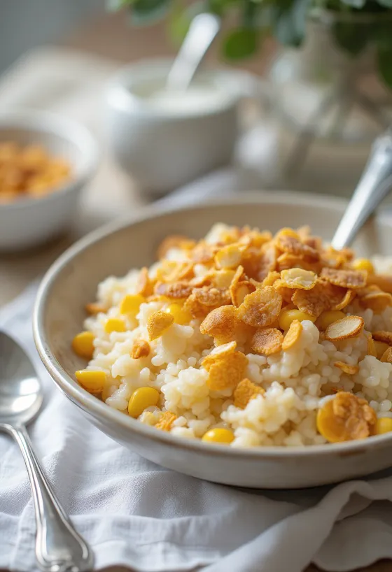 Riz aux pétales de maïs servi