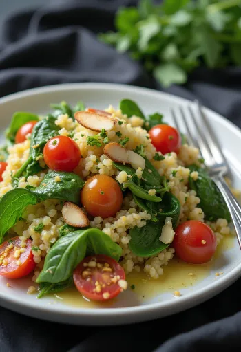 Salade de quinoa au citron vert et épinards