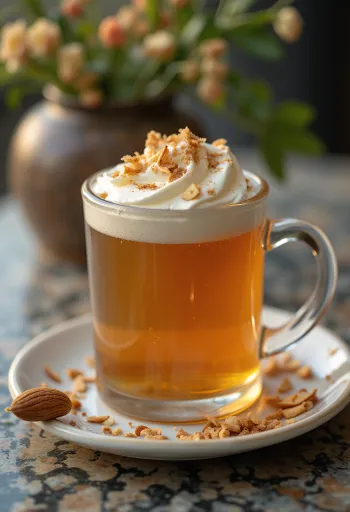 Cidre miel-amande servi dans un verre