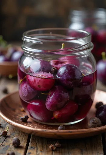 Prunes marinées dans un bocal en verre