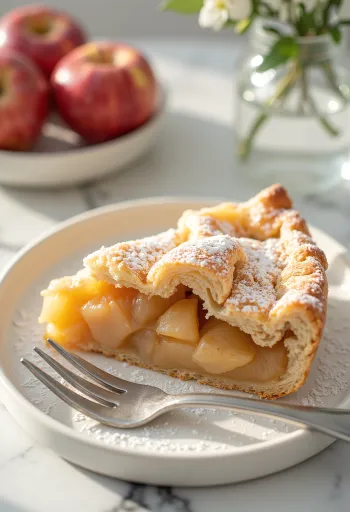 Tourte aux pommes traditionnelle – Gâteau maison fourré aux pommes tendres et cannelle dans une pâte croustillante.