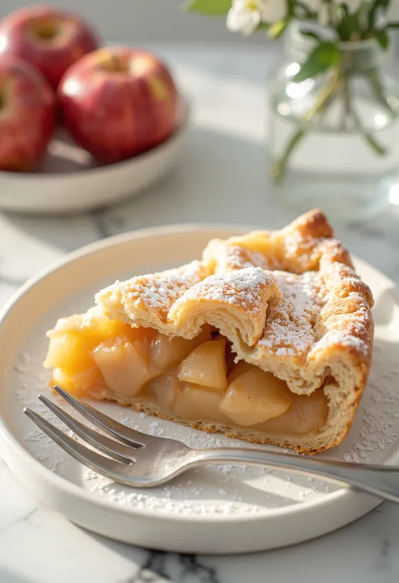 Tourte aux pommes traditionnelle – Gâteau maison fourré aux pommes tendres et cannelle dans une pâte croustillante.
