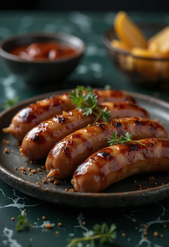 Saucisses de bœuf BBQ servies