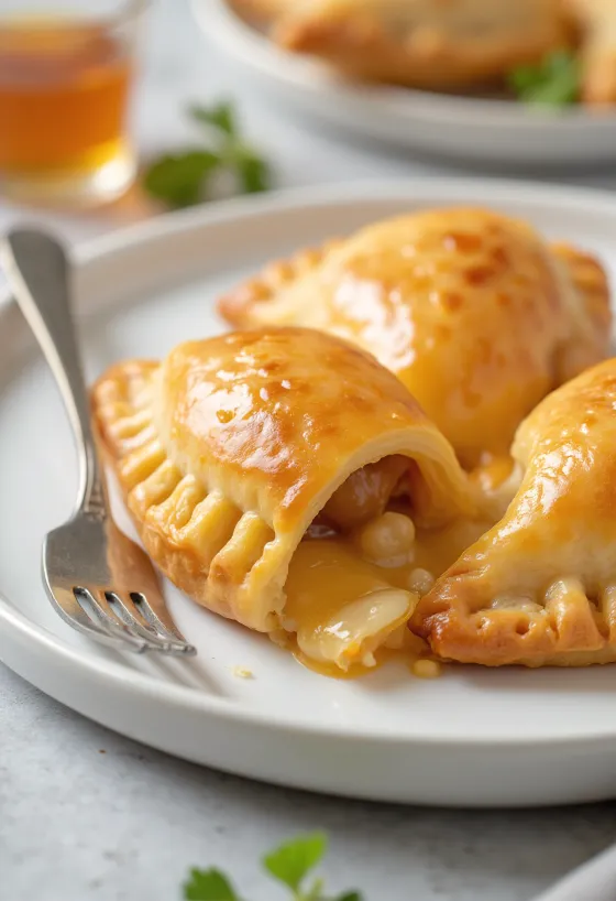 Empanada chilienne au manjar, fraîchement cuite, fourrée au caramel