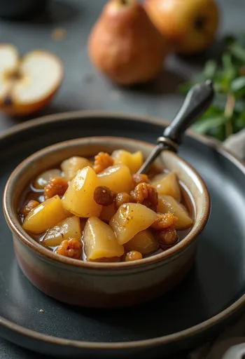 Chutney de poires aigre-doux servi