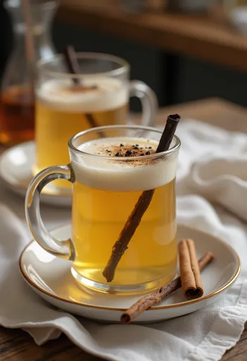 Cidre miel-vanille servi dans un verre