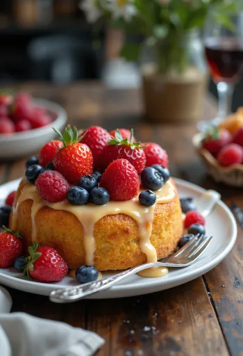 Gâteau d'été aux fruits décoré de fruits frais