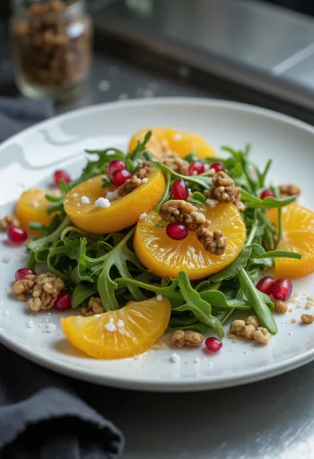 Salade d'orange aux noix vegan servie