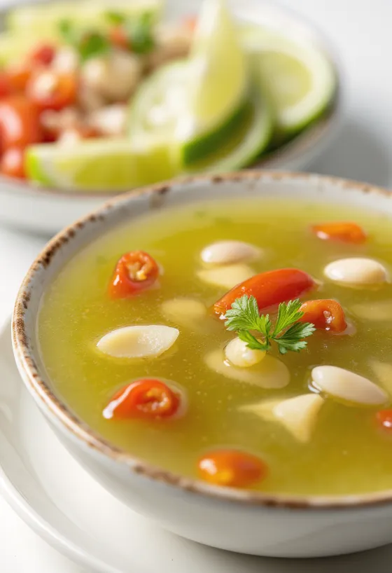 Sauce aigre-douce au citron vert et piment servie