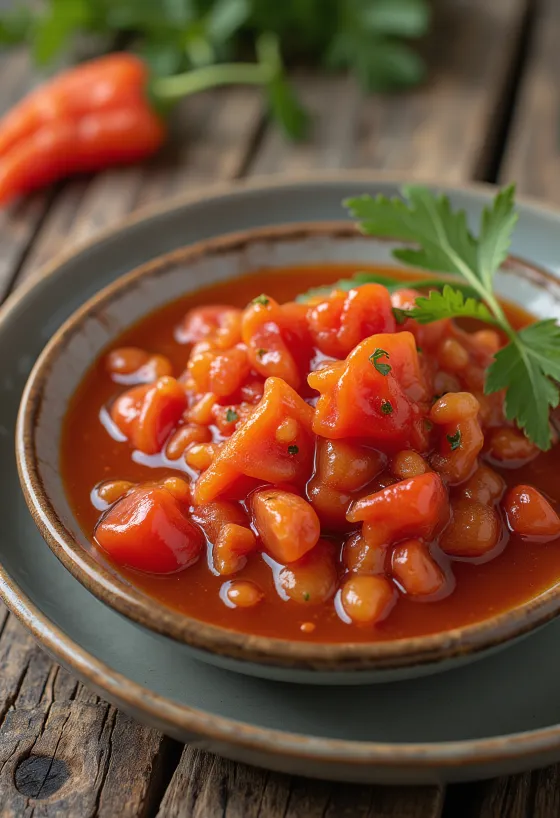 Sauce aigre-douce aux poivrons servie