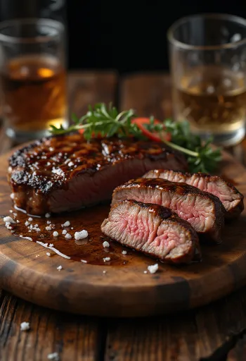 Steak fumé BBQ glaçage whisky-moutarde
