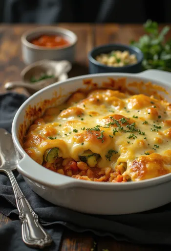 Gratin de courgettes vegan à la sauce tomate