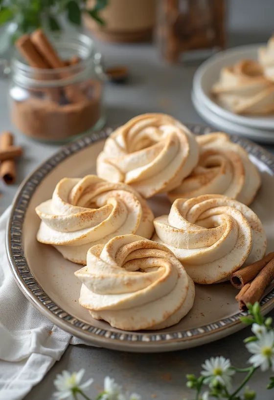 Meringues à la cannelle sur une plaque