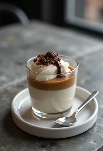Panna cotta sauce café servie