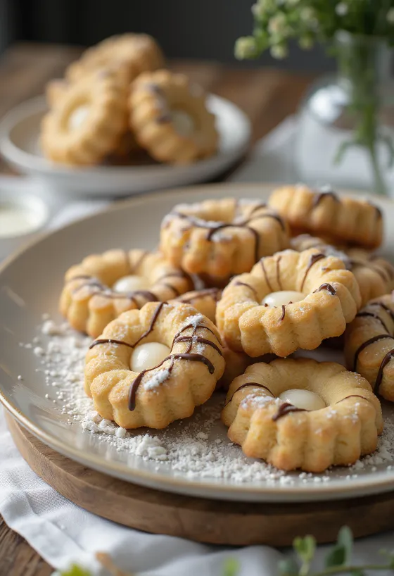 Biscuits au massepain servis sur une assiette