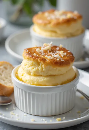 Soufflé au fromage et à la crème servi