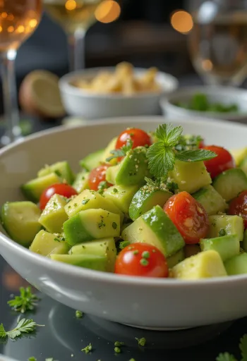 Salade d'avocat au citron vert avec légumes frais