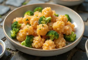 Kakiage de brocolis doré et croustillant sur une assiette