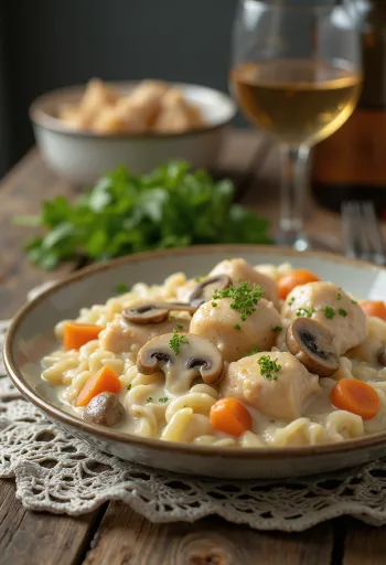Chicken Fricassee servi avec sauce crémeuse