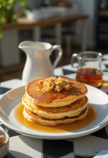 Pancakes au sirop d'érable servis
