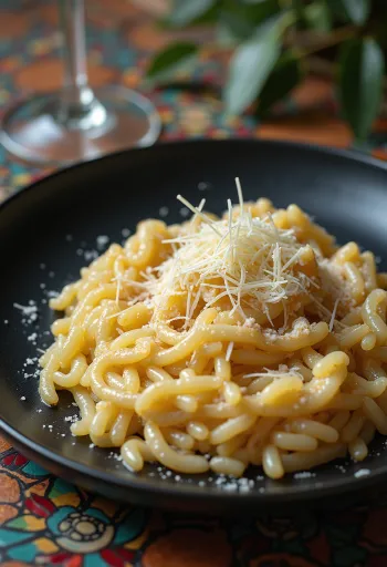 Risotto italien à la texture crémeuse, décoré de fromage et d'épices