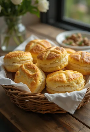 Pogácsa au fromage frais moelleux cuits et dorés, avec une couche de fromage croustillant sur le dessus