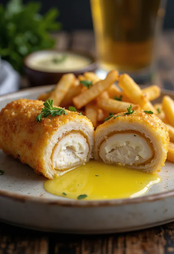 Chicken Kiev frit doré
