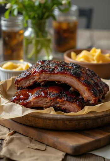 Travers de sanglier fumés BBQ servis