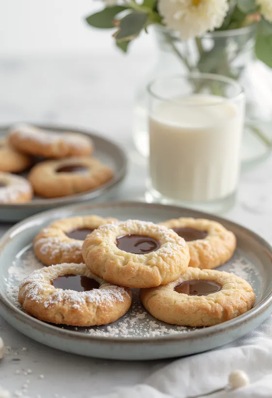 Sablés Linzer à la pâte à tartiner saupoudrés de sucre glace