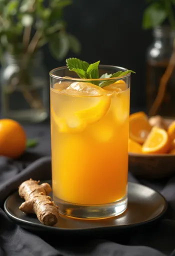 Jus d'orange au gingembre fraîchement servi