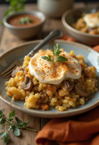 Gratin de chou frisé vegan aux légumes servi